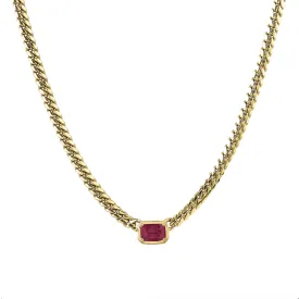 Queen Emerald Cut Ruby Cuban Choker