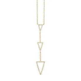 0.20ct 14k Yellow Gold Diamond Triangle Lariat Necklace