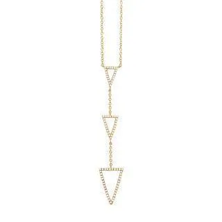 0.20ct 14k Yellow Gold Diamond Triangle Lariat Necklace