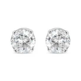 10K White Gold 1/4 Cttw Round Brilliant-Cut Near Colorless Near Colorless Diamond Classic 4-Prong Stud Earrings (I-J Color, I1-I2 Clarity)