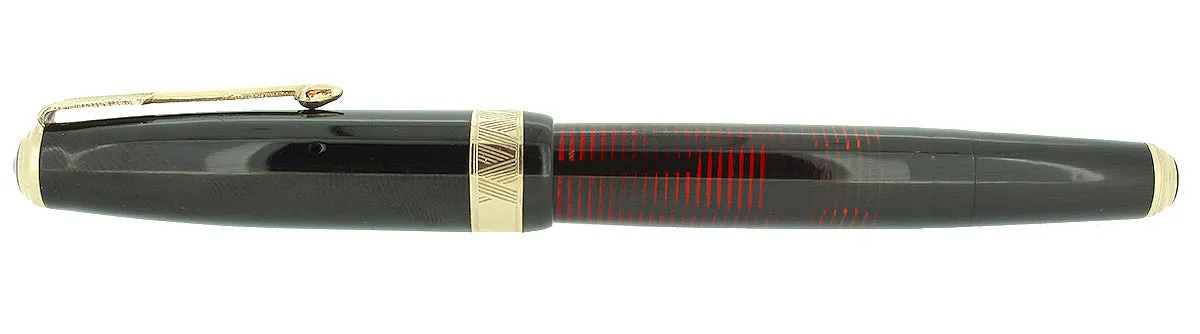 1937 PARKER JET BLACK SLENDER MAXIMA VACUMATIC DOUBLE JEWEL FOUNTAIN PEN RESTORED