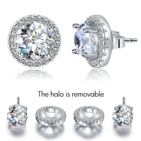 2.5 Carat Halo (Removable) Stud Earrings 925 Sterling Silver Jewelry XFE8125