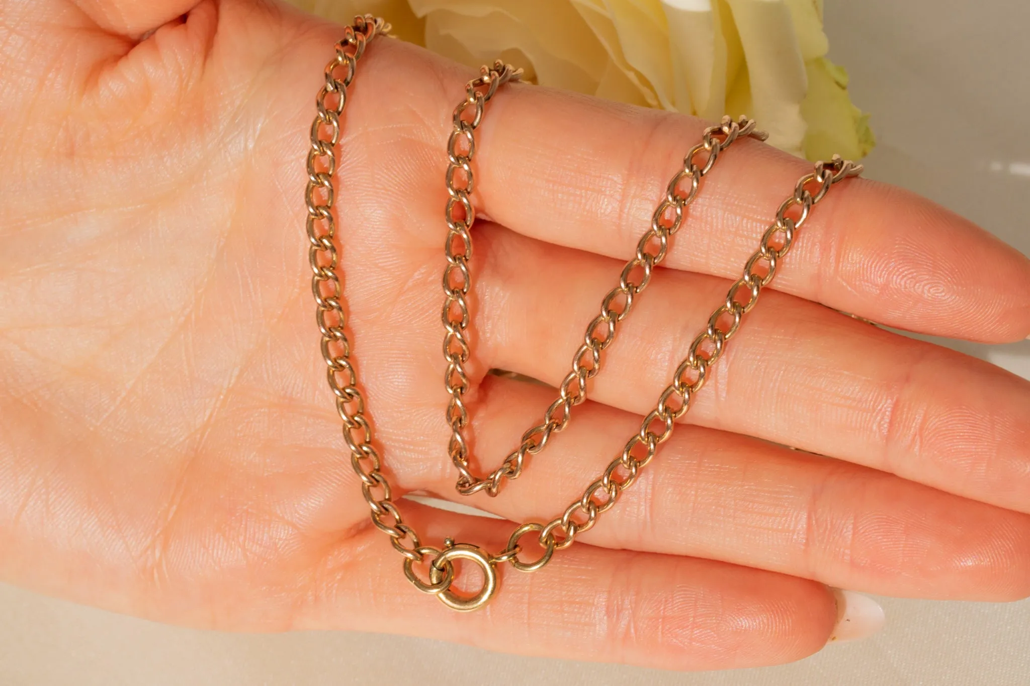 26.5" Antique 9ct Gold Curb Chain, 17.2g