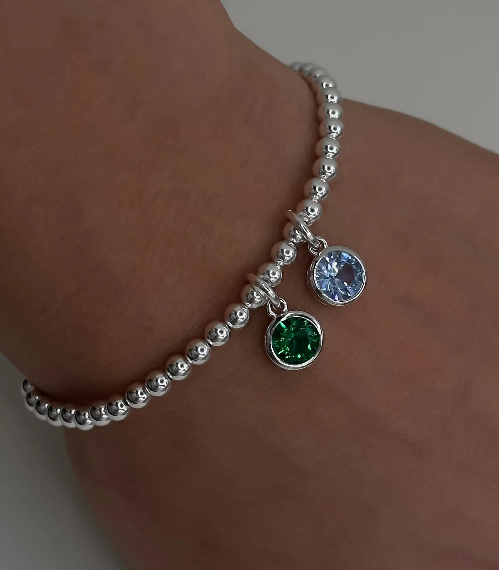 925 Sterling Silver Swarovski Birthstone Bracelets, Sterling Silver Stretch Bracelet, Birthstone Bracelet, Stacked Bracelets