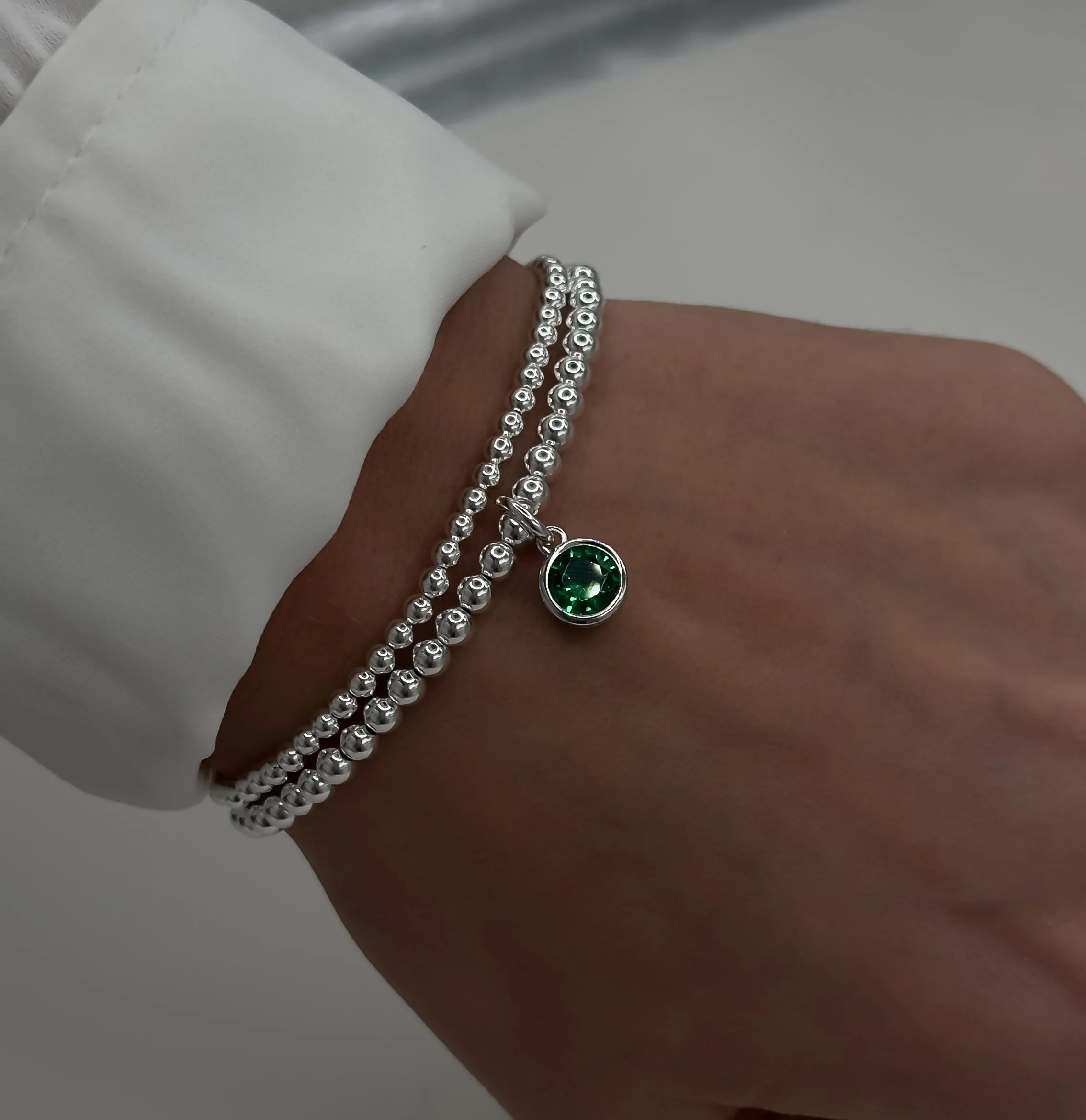 925 Sterling Silver Swarovski Birthstone Bracelets, Sterling Silver Stretch Bracelet, Birthstone Bracelet, Stacked Bracelets