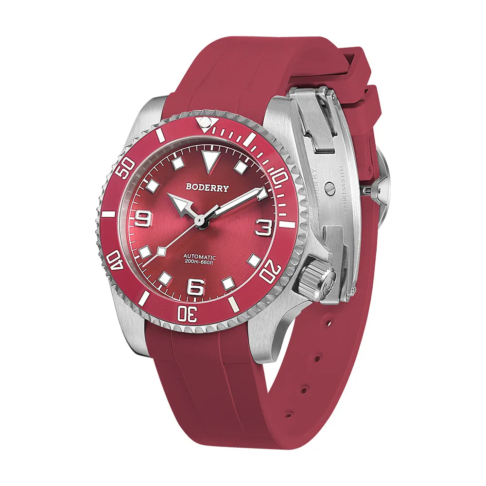 ADMIRAL 3-Hand No-Date - 200M Waterproof Titanium Automatic Diver Watch | Coral Red(Ceramic Bezel)