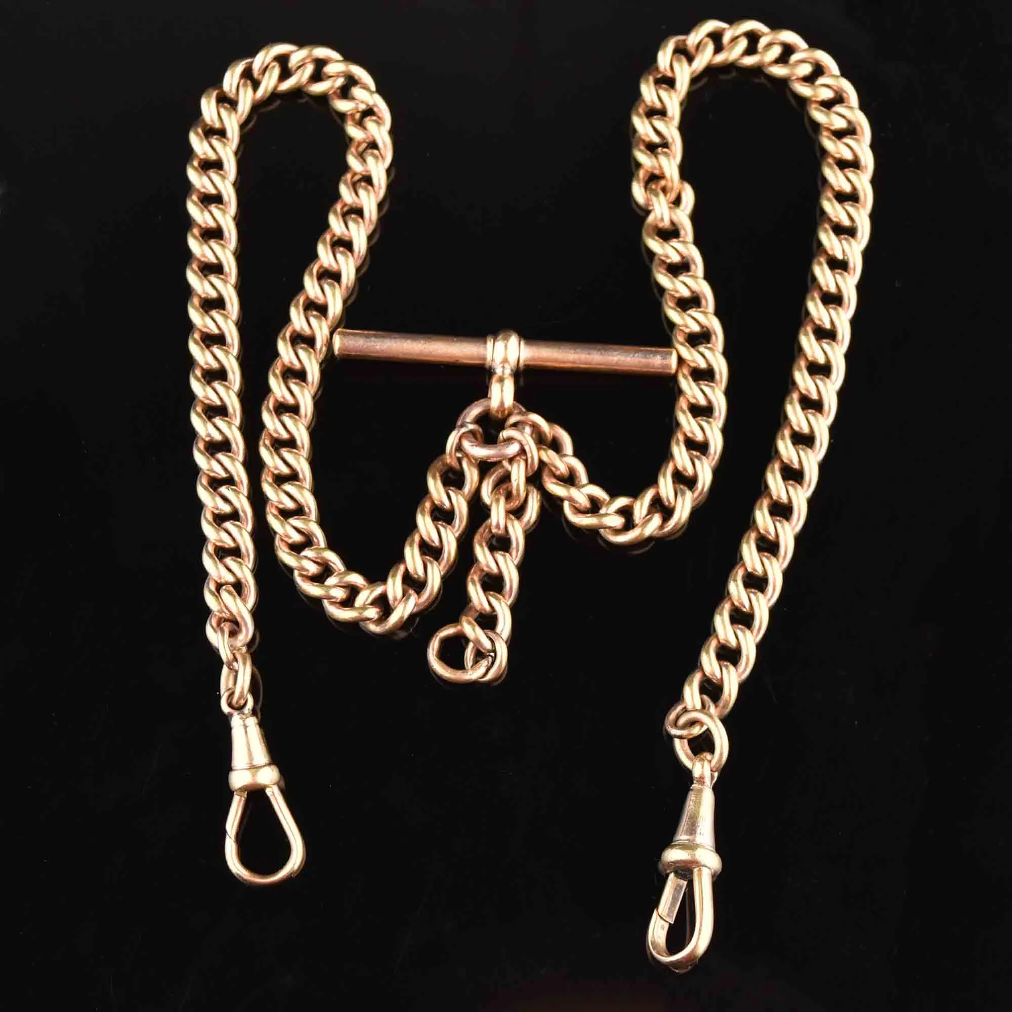 Antique Double Albert Pocket Watch Chain Curb Link Necklace