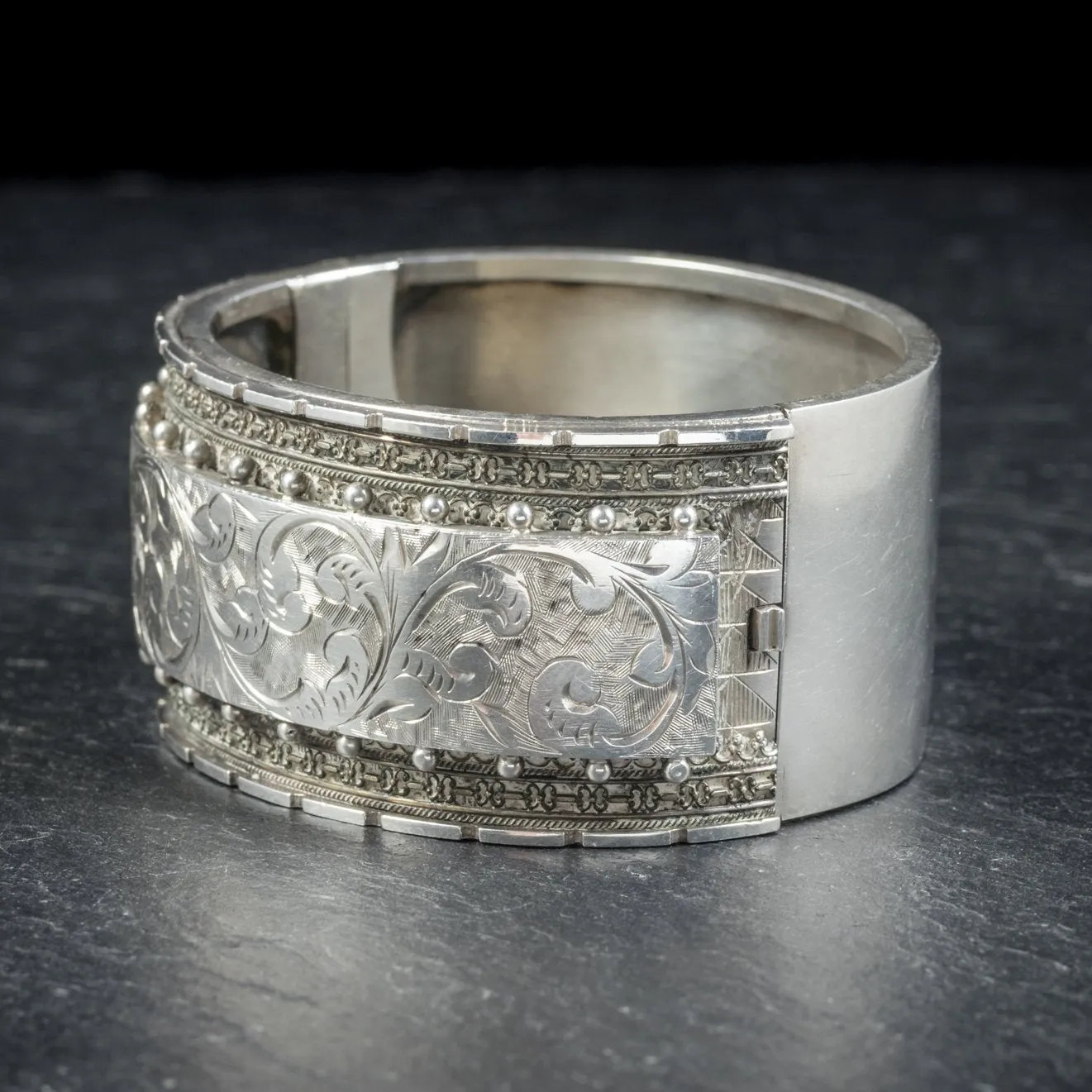 Antique Victorian Sterling Silver Bangle Circa 1880