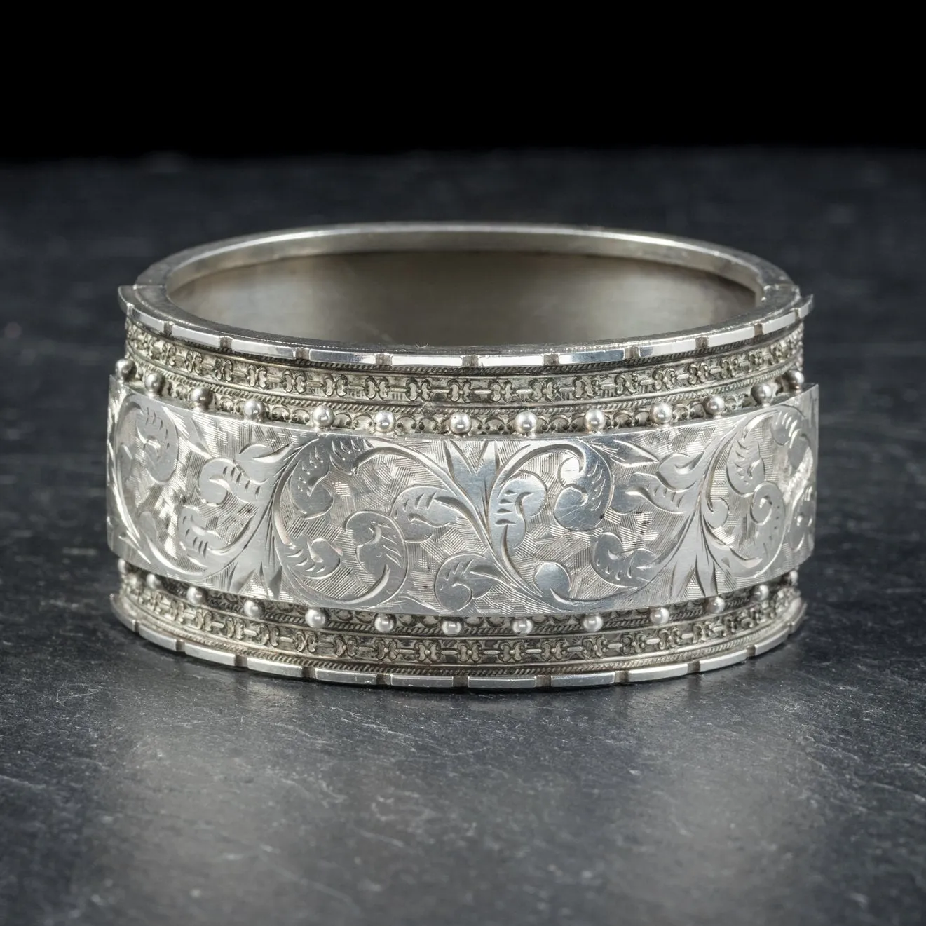 Antique Victorian Sterling Silver Bangle Circa 1880