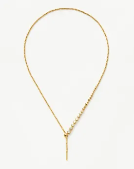 Beaded Stone Slider Lariat Necklace | 18k Gold Vermeil/Cubic Zirconia