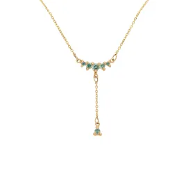 Blue-Green Sapphire Lune Drop Lariat