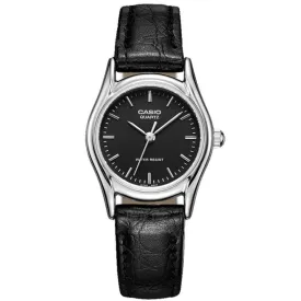 Casio LTP-1094E-1ARDF Black Leather Strap Watch for Women