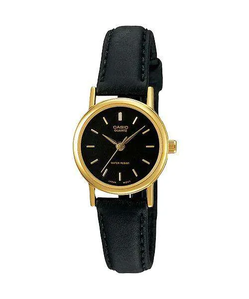 Casio LTP-1095Q-1AD Black Leather Strap Watch for Women