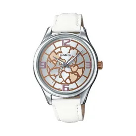 Casio LTP-E128L-7A White Leather Strap Watch for Women