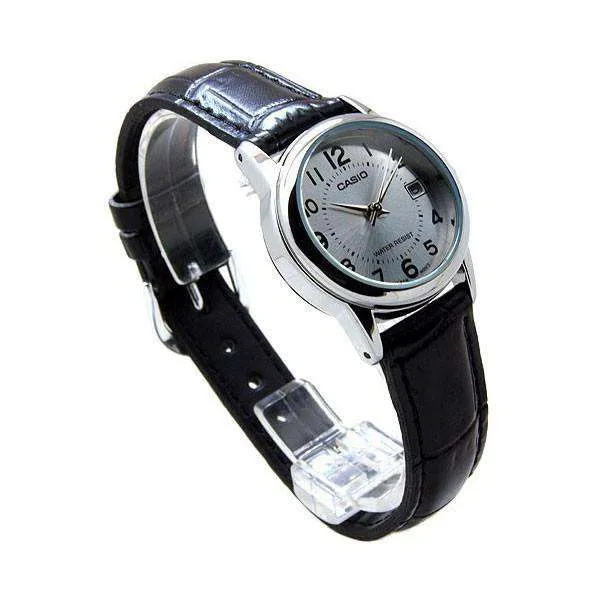 Casio LTP-V002L-7B Black Leather Strap Watch for Women