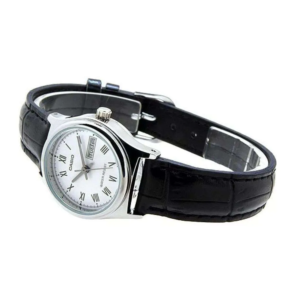 Casio LTP-V006L-7B Black Leather Strap Watch for Women