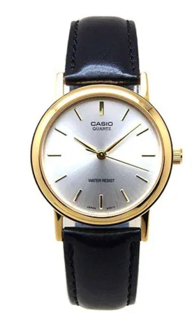 Casio MTP-1095Q-7AD Black Leather Strap Watch for Men and Women