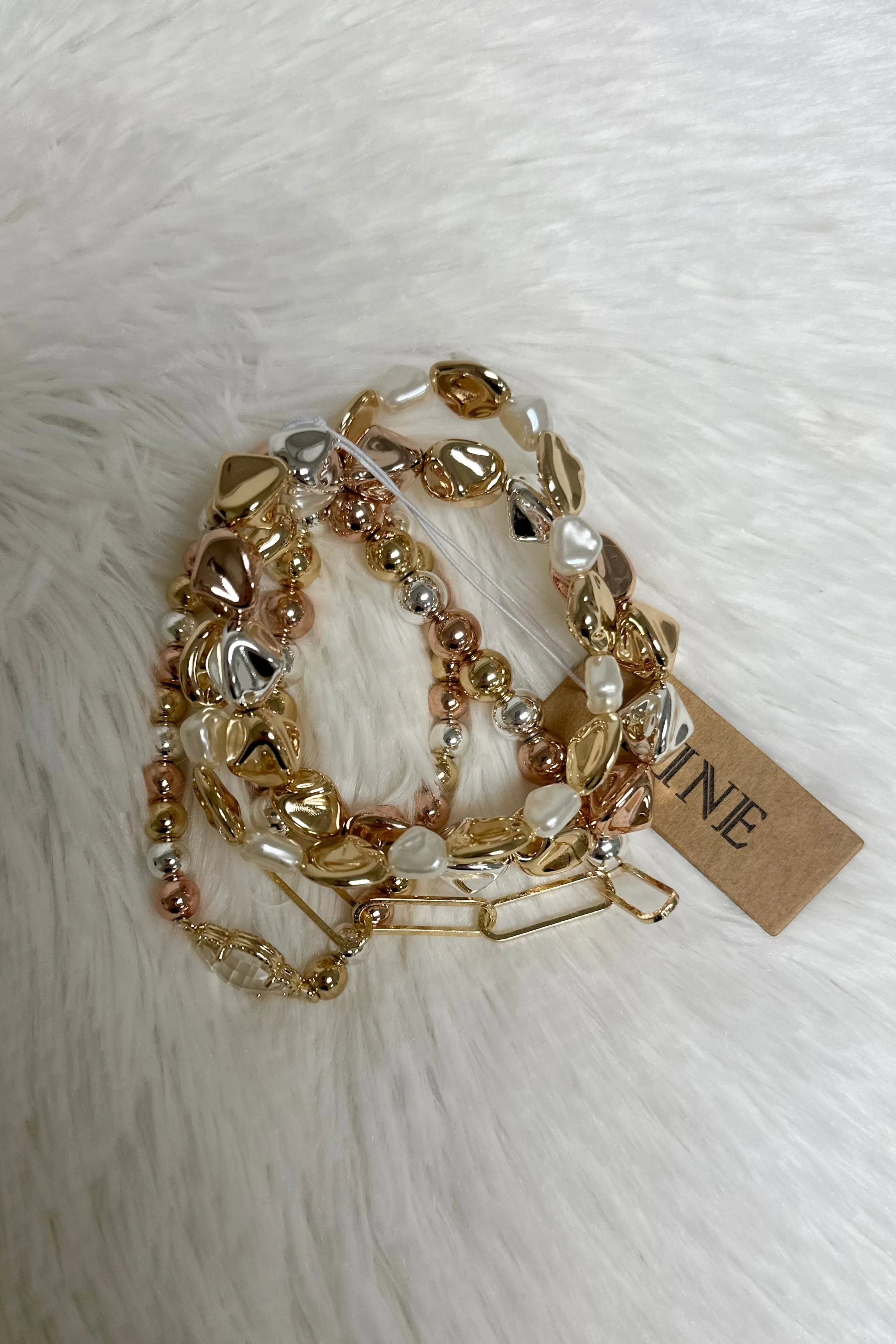 CB2186 Dorianne Metallic Beaded Bracelet Set