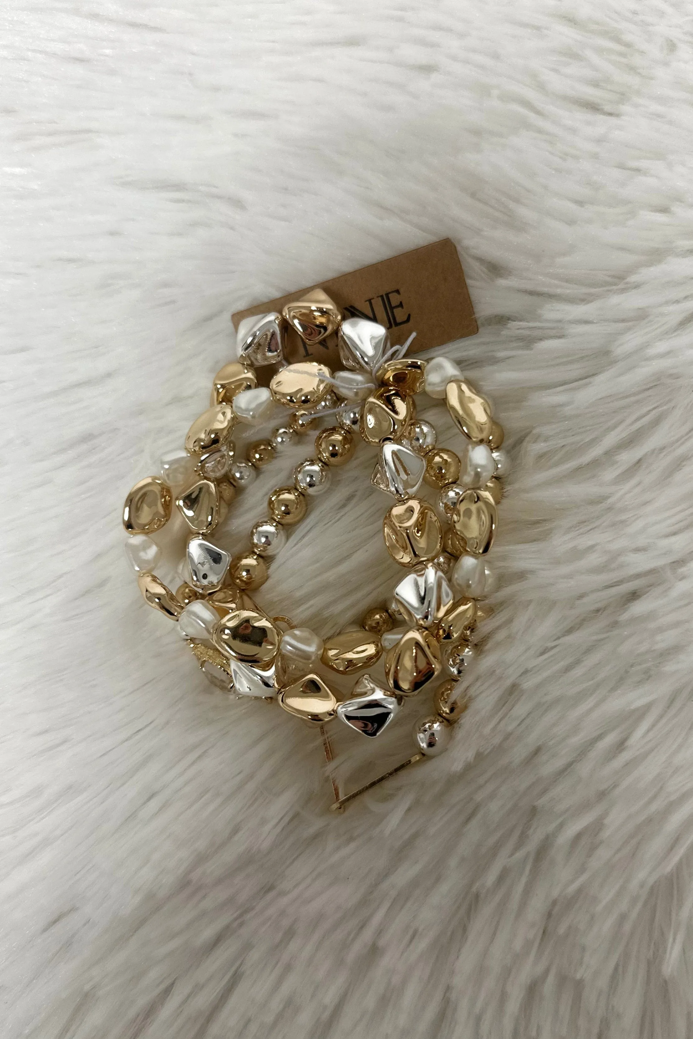 CB2186 Dorianne Metallic Beaded Bracelet Set