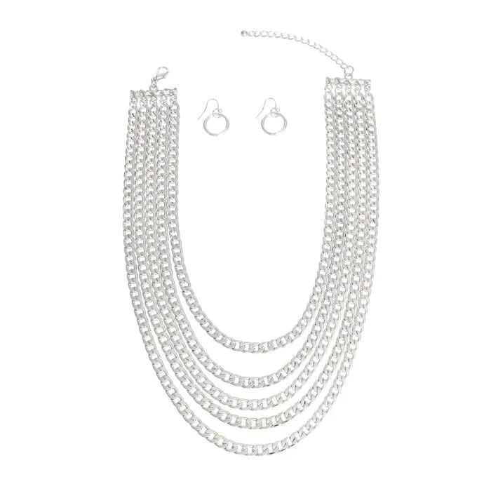 Chain Necklace Curb Layered for Women