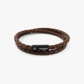 Chelsea Leather Bracelet In Brown With Aluminium Clasp      