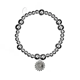 Chunky Daisy Sterling Silver Stacking Bracelet