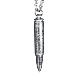 Classy Men Antique Rifle Bullet Pendant Necklace