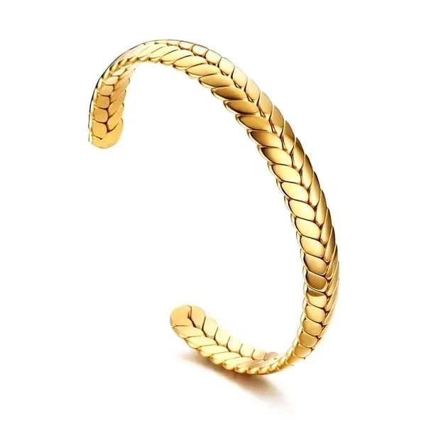 Classy Men Braided Gold Cuff Bracelet