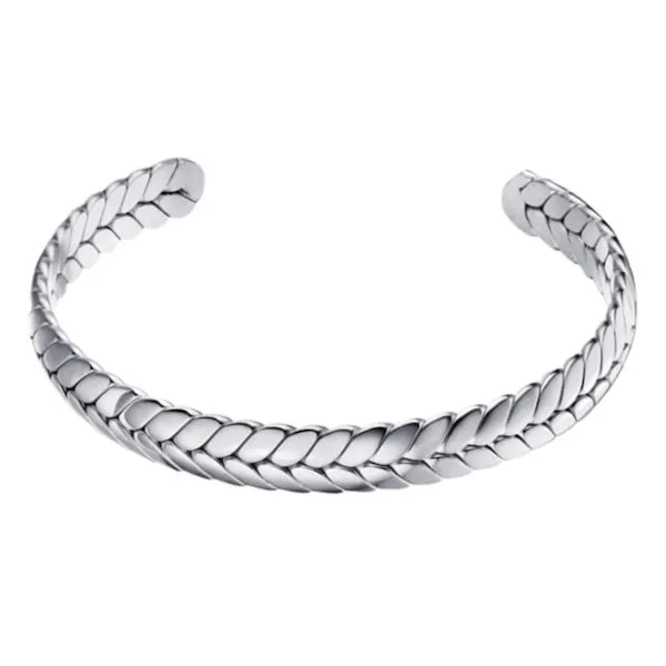 Classy Men Braided Silver Cuff Bracelet