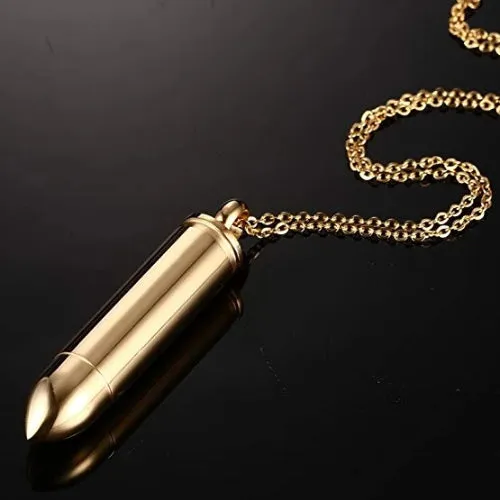 Classy Men Gold Pistol Bullet Pendant Necklace