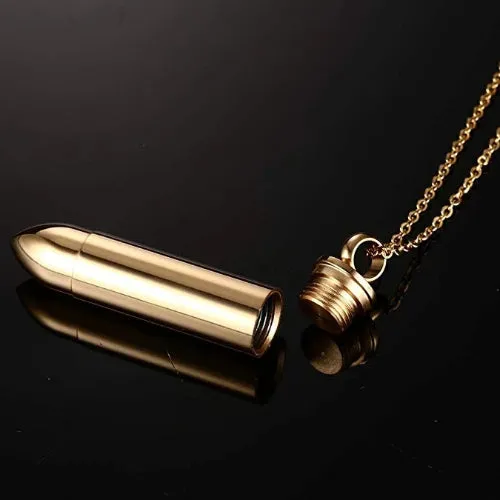 Classy Men Gold Pistol Bullet Pendant Necklace