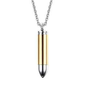 Classy Men Gold Silver Pistol Bullet Pendant Necklace