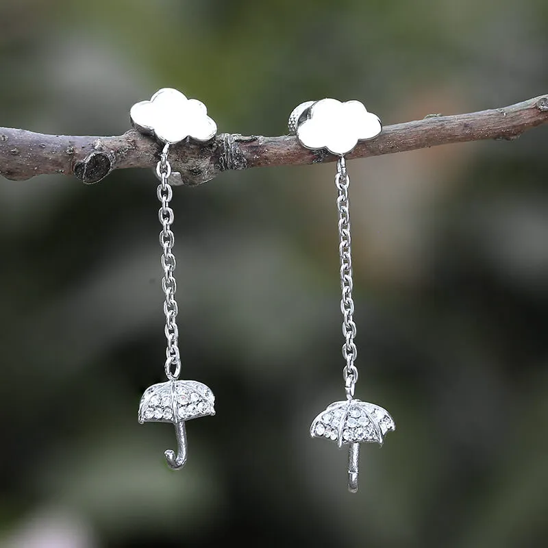 Cloud Umbrella Tassel Stainless Steel Dangle Earrings