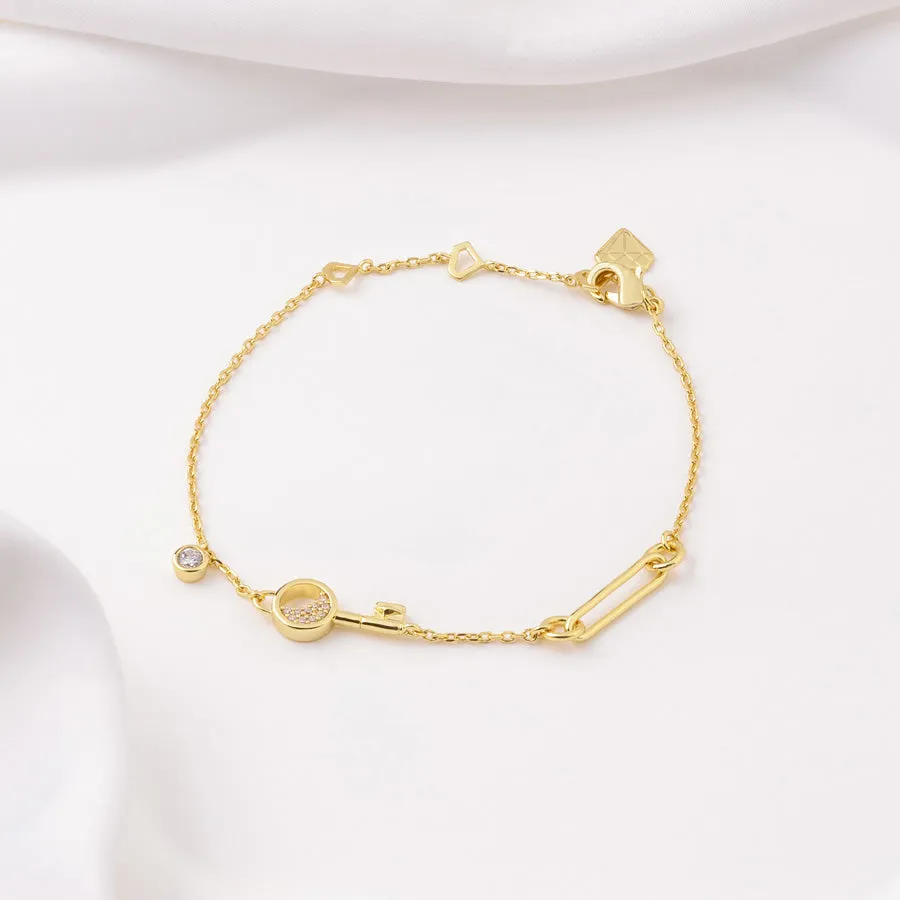 Crescent Key Gold Bracelet