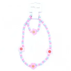 Flower Bead Necklace and Bracelet Set