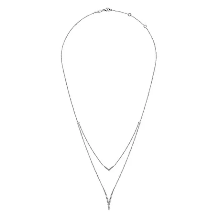 Gabriel & Co. Bujukan White Sapphire Chevron Necklace in Sterling Silver