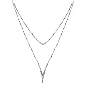 Gabriel & Co. Bujukan White Sapphire Chevron Necklace in Sterling Silver