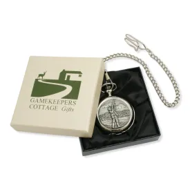 Game Shooter Pocket Watch Hand Cast Pewter Fronted Presentation Box