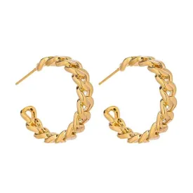 Gold Chain Link Hoop Earrings