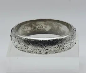 Harrod's - Vintage 1960s English Sterling Silver Wide Hinged Bangle