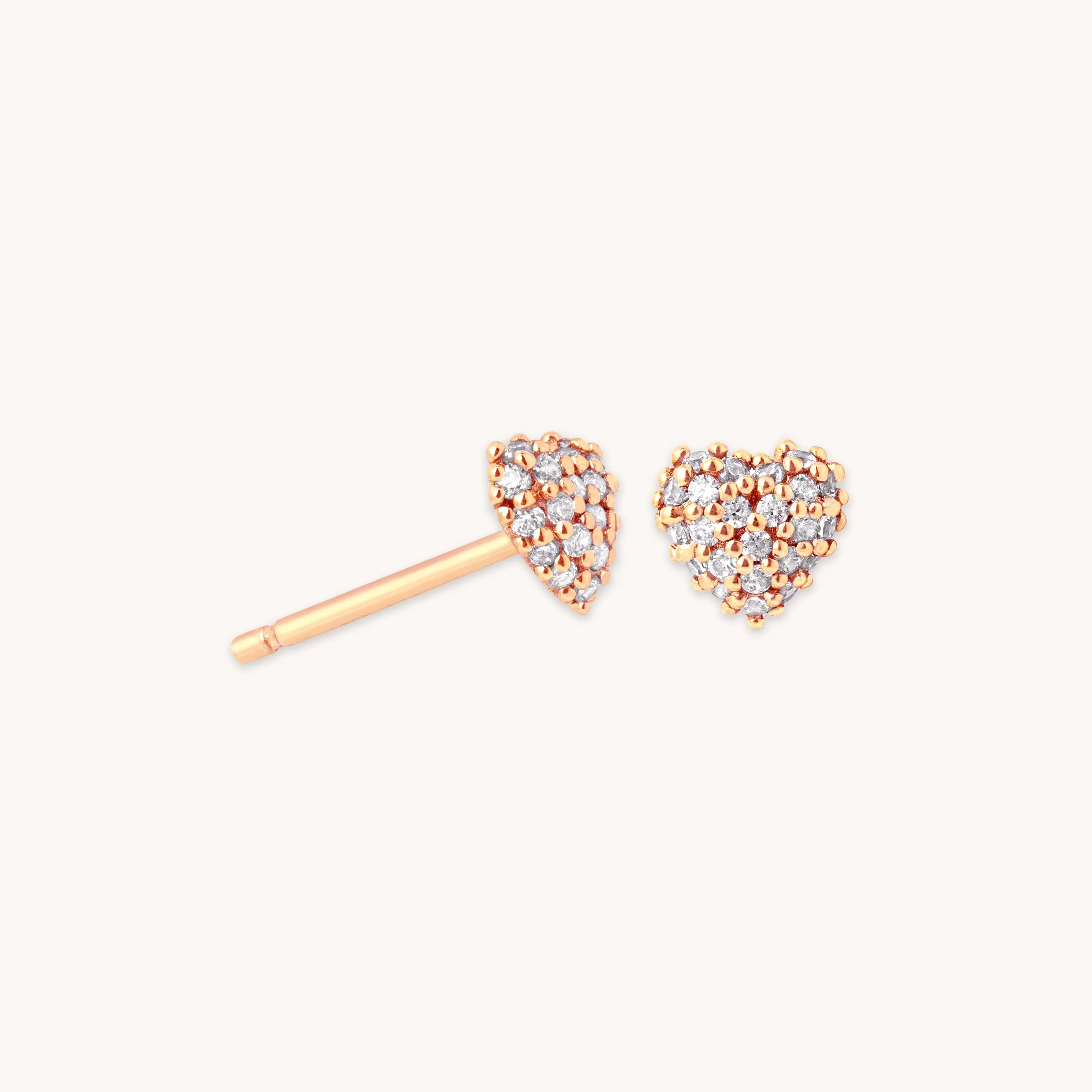 Heart Pavé Stud Earrings in Rose Gold