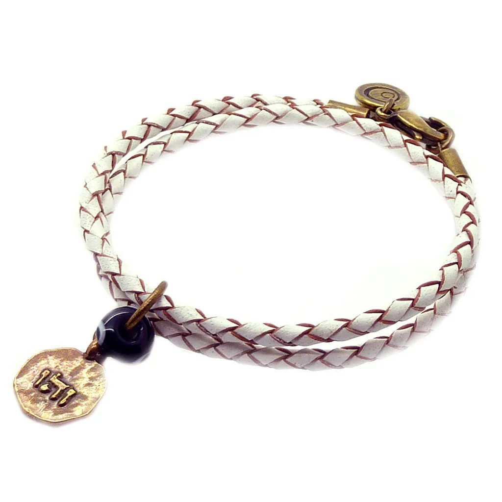 Kabbalah Blessing Token Evil Eye Double Leather Braid Bracelet