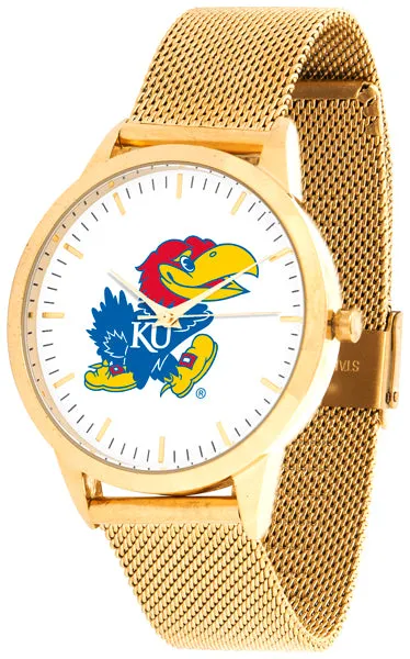 Kansas Jayhawks Statement Mesh Band Unisex Watch - Gold