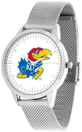 Kansas Jayhawks Statement Mesh Band Unisex Watch - Silver