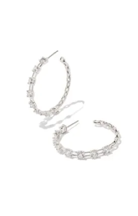 Kendra Scott Lexi Hoop Silver White Crystal Earrings