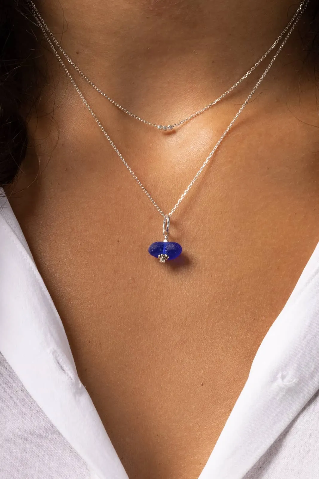 Layered Sea Glass Necklace with Gift Box