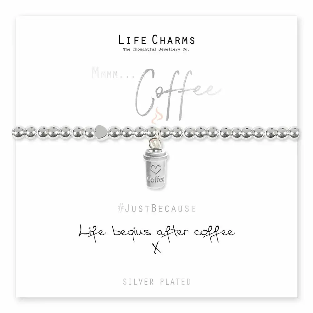 Life Charms Life Begins After Coffee Bracelet