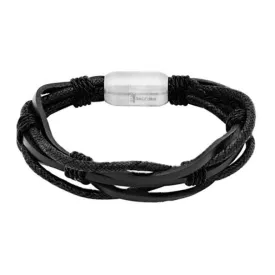 Men's Genuine Multistrand Leather Bracelet by Steeltime