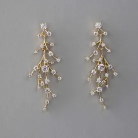 Minimalist Waterfall CZ Bridal Earrings