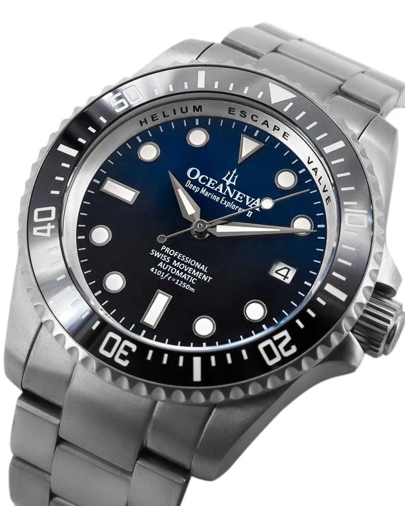 Oceaneva Deep Marine Explorer II1250M Titanium Watch Blue Black